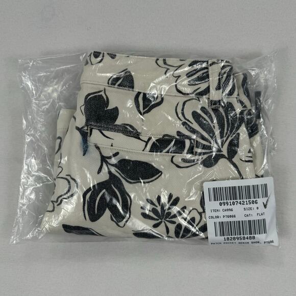 J Crew Womens Tropical Berry Block Print Patch Pocket Denim Short Size 0 Black - Picture 11 of 12